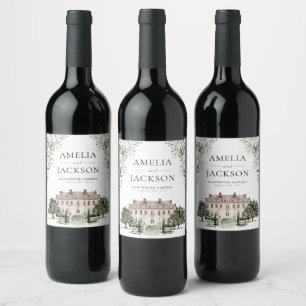 Countryside Manor Wedding Wine Label