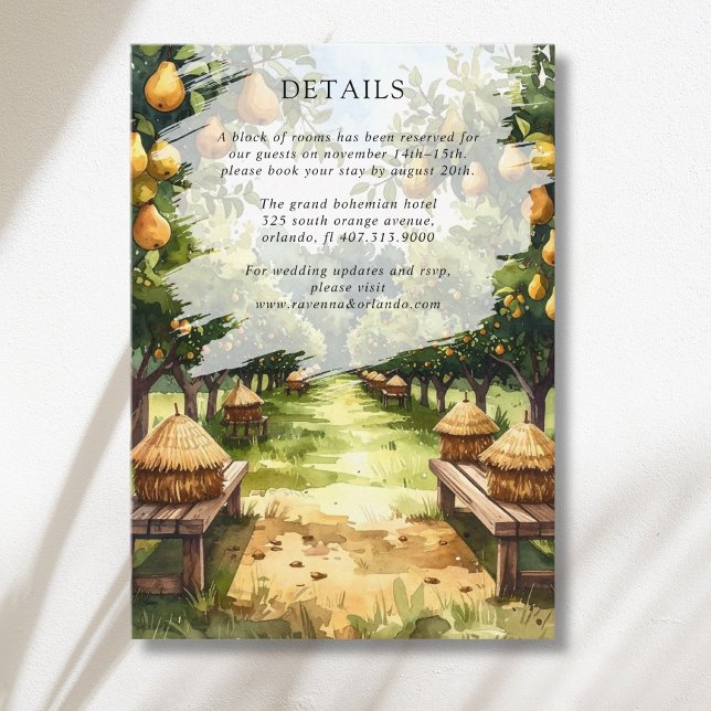 Countryside Pear Orchard Rustic Wedding Details Enclosure Card (Creator Uploaded)