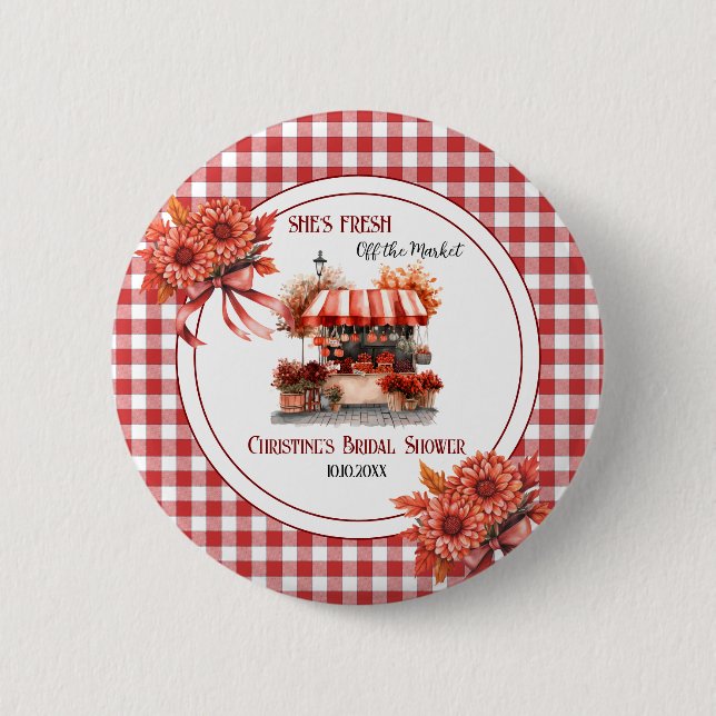 Countryside Picnic Gingham Bridal Shower favour 2 Inch Round Button (Front)