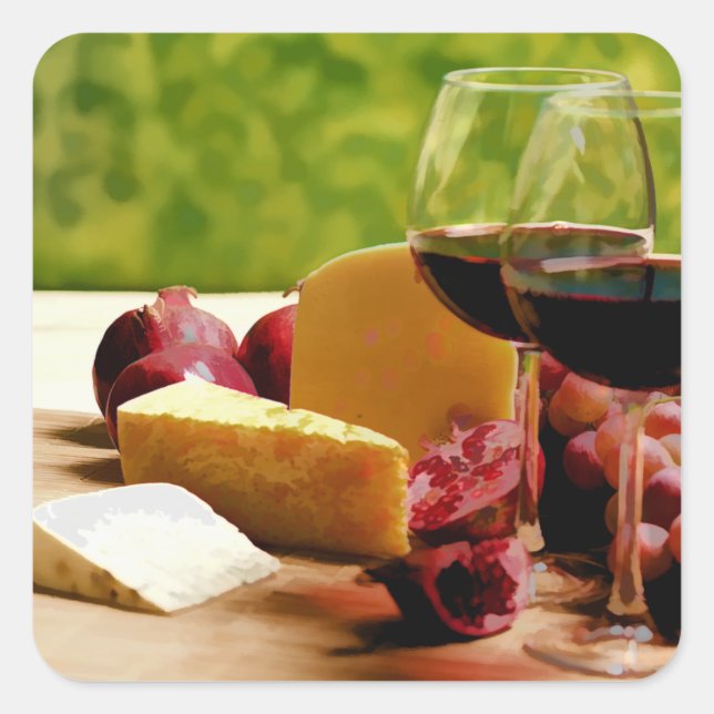 Countryside Wine, Cheese & Fruit Square Sticker (Front)