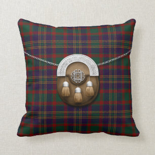 County Cork Irish Tartan And Sporran Throw Pillow