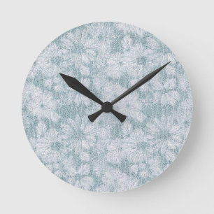 County Cottage Velvety Blue Daisy Round Clock