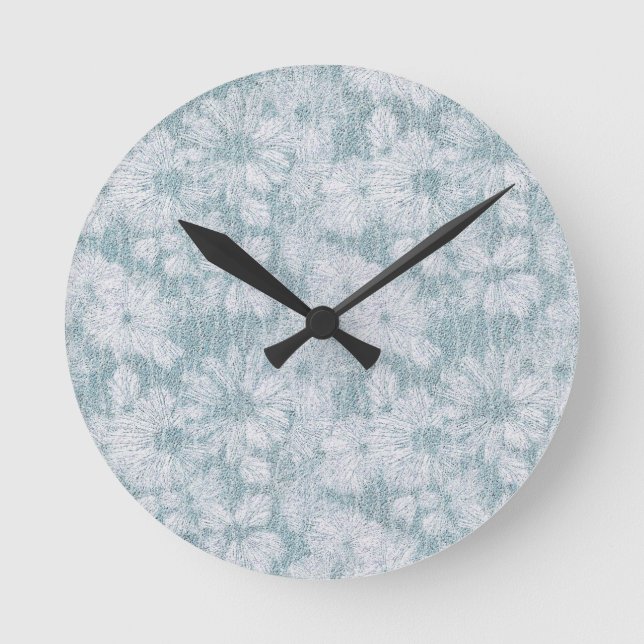 County Cottage Velvety Blue Daisy  Round Clock (Front)
