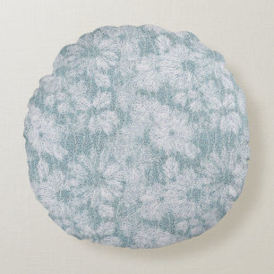 County Cottage Velvety Blue Daisy Round Pillow