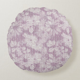 County Cottage Velvety Lilac Daisy Round Pillow