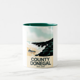 County Donegal Seaside travel poster Two-Tone Coffee Mug