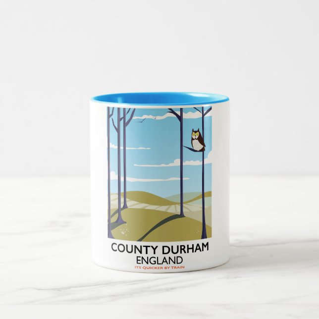 County Durham, England train poster Two-Tone Coffee Mug (Center)