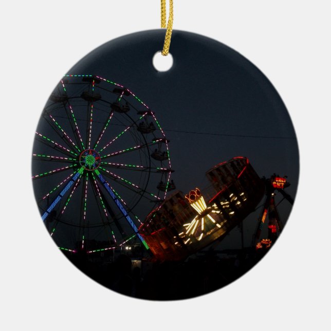 County Fair at Night Ceramic Ornament (Front)