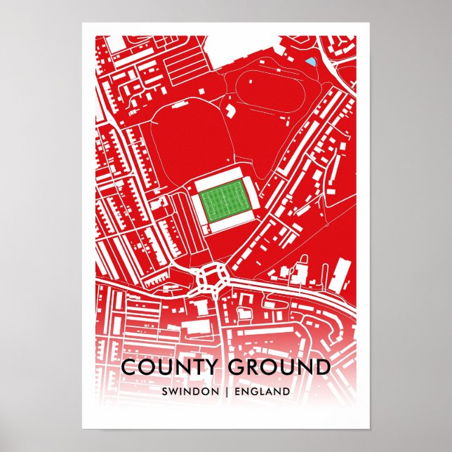 County Ground Stadium Map – Home of Swindon Town  Poster (Front)