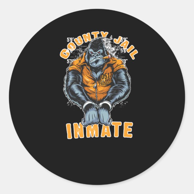 County Jail Inmate Classic Round Sticker (Front)