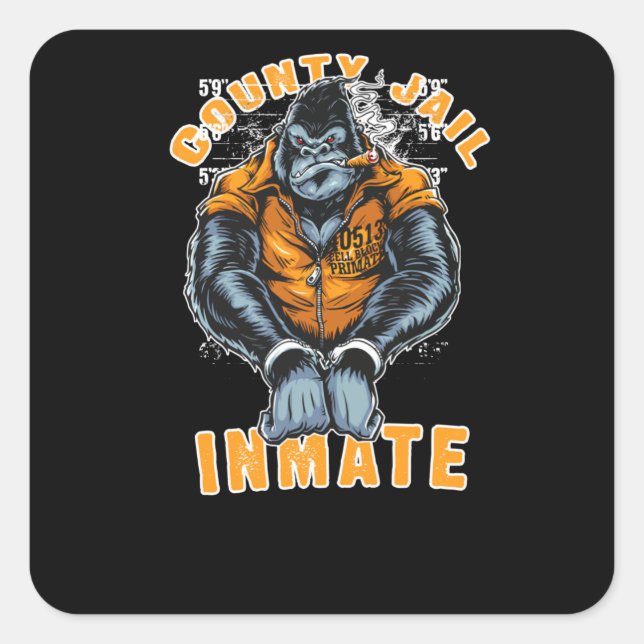 County Jail Inmate Square Sticker (Front)