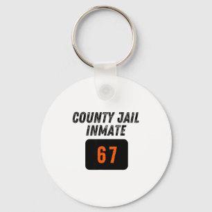 County Jail Prison Inmate 67 Halloween Funny Mens Keychain