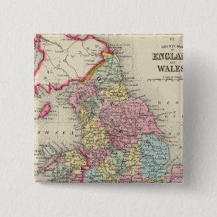 County Map Of England, And Wales 2 Inch Square Button