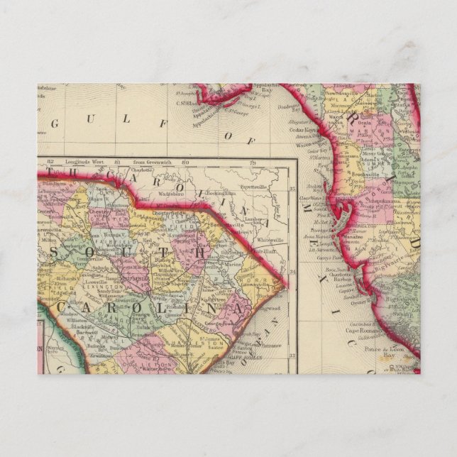 County Map Of Florida Postcard (Front)