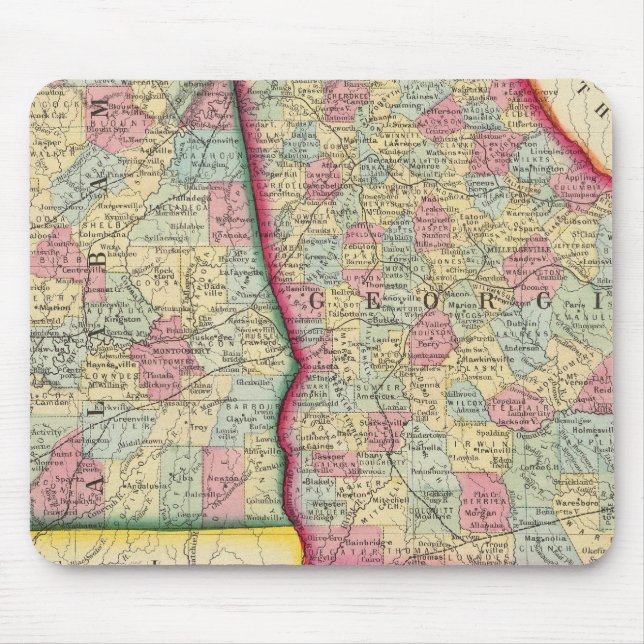 County Map Of Georgia, And Alabama Mouse Pad (Front)