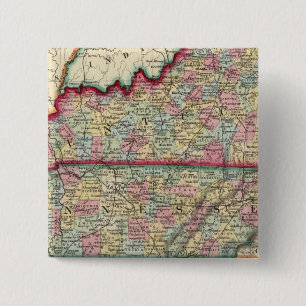 County Map Of Kentucky, And Tennessee 2 Inch Square Button