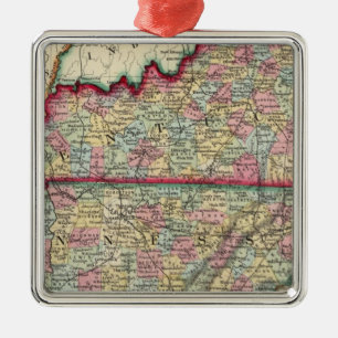 County Map Of Kentucky, And Tennessee Metal Ornament