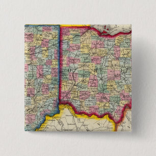 County Map Of Ohio, And Indiana 2 Inch Square Button