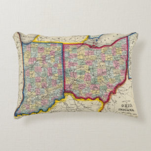County Map Of Ohio, And Indiana Accent Pillow