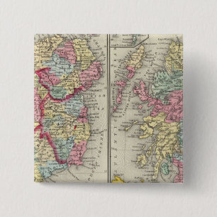 County Map Of Scotland 2 Inch Square Button