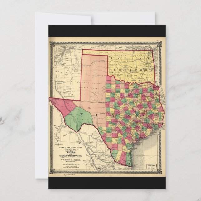 County Map of Texas and Indian Territory (1874) (Front)