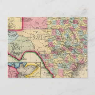 County Map Of Texas Postcard