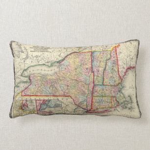 County Map Of The States Of New York Lumbar Pillow