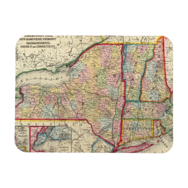 County Map Of The States Of New York Magnet (Horizontal)
