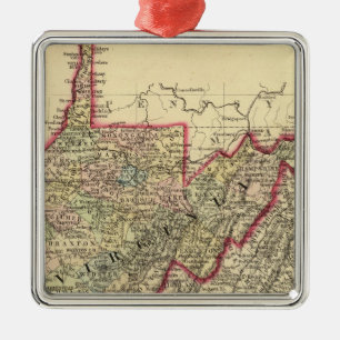 County map West Virginia Metal Ornament