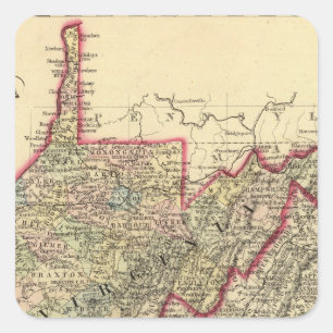 County map West Virginia Square Sticker