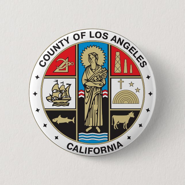 County of Los Angeles seal 2 Inch Round Button (Front)