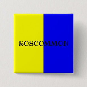 County Roscommon Flag Badge 2 Inch Square Button