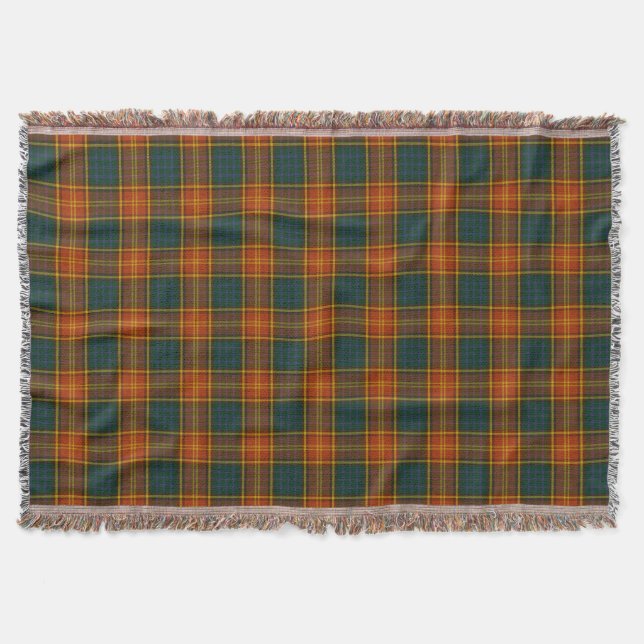 County Roscommon Irish Tartan Throw Blanket (Front)