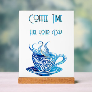 Coupe Artistique de Café Bleu avec Motifs de tourb