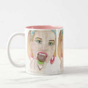 Coupe Cupcake Lady Coffee Mug Art Peint À La Main