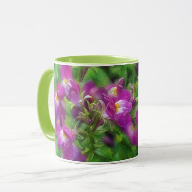 Coupe d'Art Jardin de Mug de Snapdragon Rose (Devant gauche)