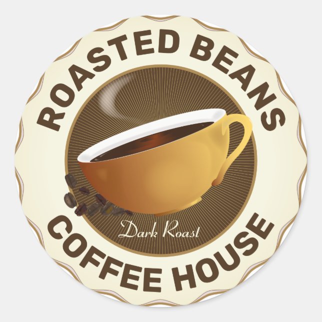 Coupe de café avec haricots de café Sticker rond c (Devant)