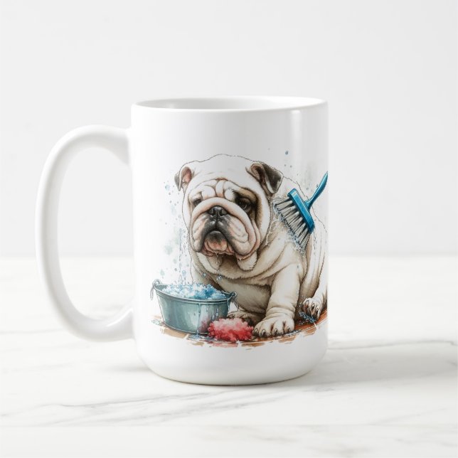 Coupe de café Mug de Noël Bath Bulldog Blanc (Gauche)