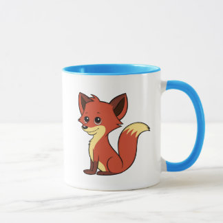 Coupe de caricature Fox Blue et White Mug