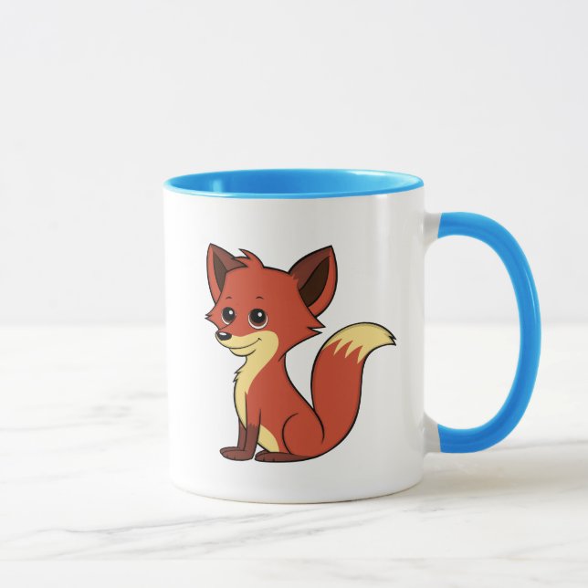 Coupe de caricature Fox Blue et White Mug (Droite)