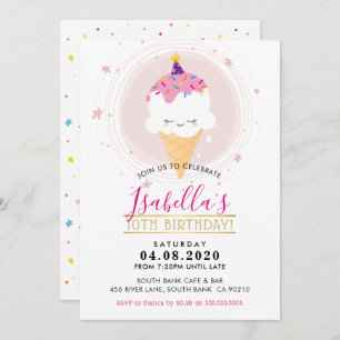 COUPE DE L'ANNIVERSAIRE INVITATION Kawaii glecream