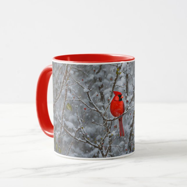 Coupe de Mug de Fête de l'Oiseau Cardinal Rouge (Devant gauche)