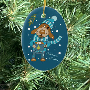 Coupe de Noël bleu ornement en céramique