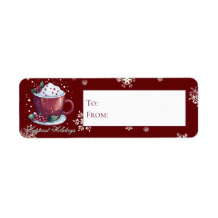 Coupe de Noël de chocolat chaud   Cadeau rouge