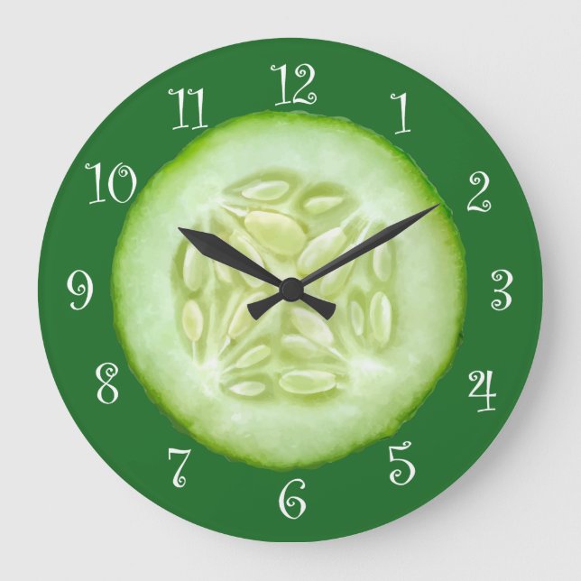 Coupe De Poussette Concombre Cuisine Mur Horloge (Recto)