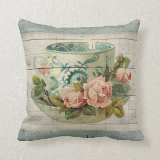Coupe de Thé Vintage avec un Coussin chic Rose