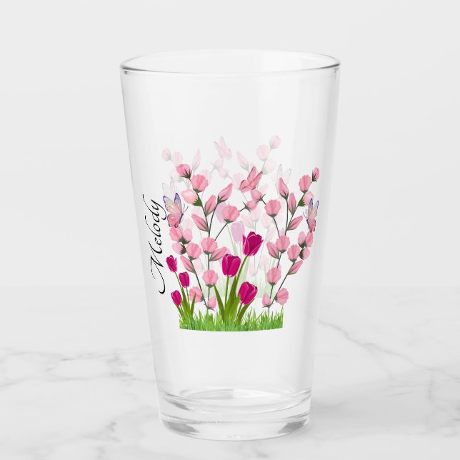 Coupe de verre glacé Fleurs et Papillons de marque (Devant)