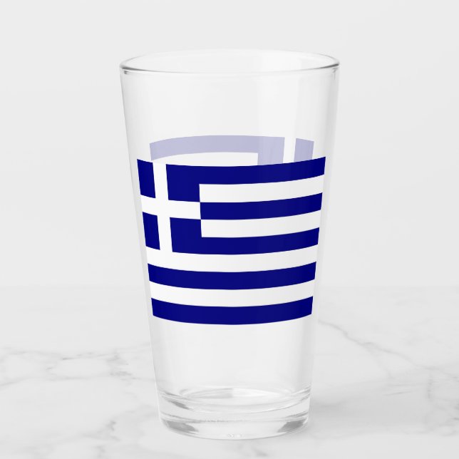 Coupe de verre patriotique avec drapeau de la Grèc (Devant)