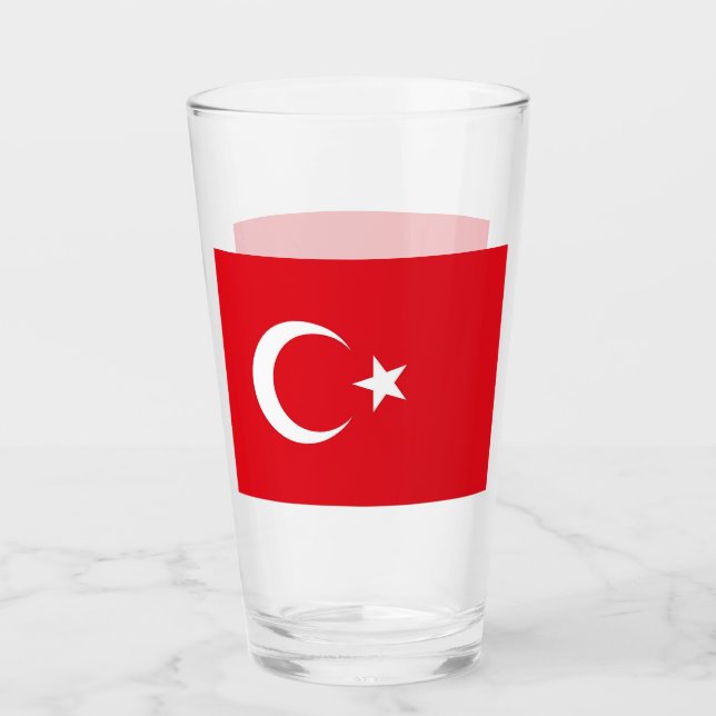 Coupe de verre patriotique avec drapeau de la Turq (Devant)