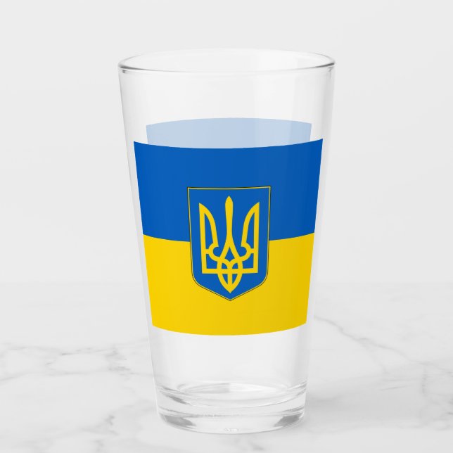 Coupe de verre patriotique avec drapeau de l'Ukrai (Devant)